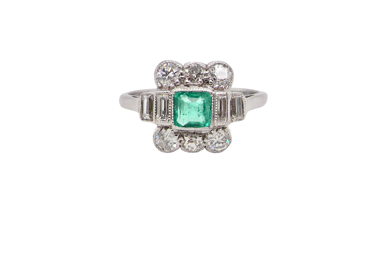 An Art Deco Emerald and Diamond ring