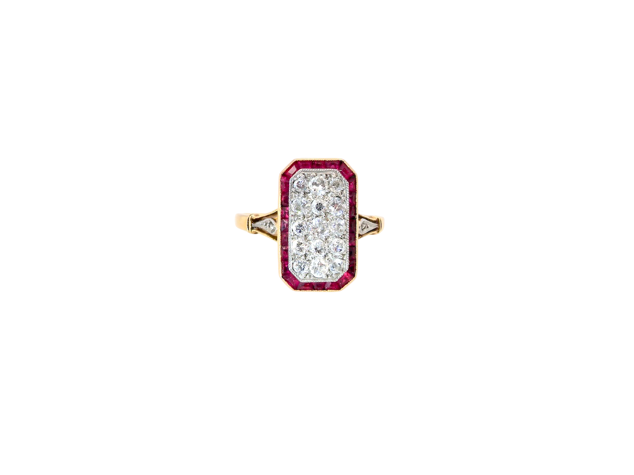 ❤︎ 1-A beautiful Art Deco Ruby and Diamond ring