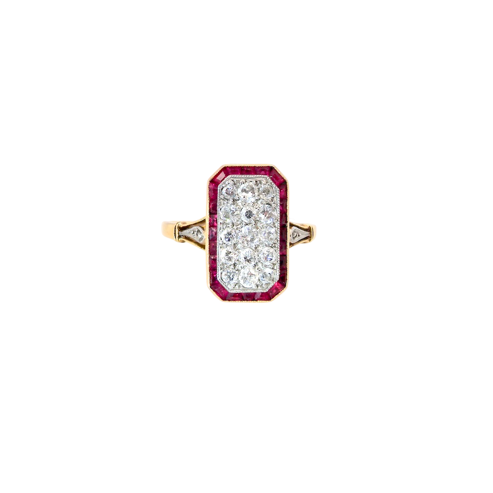 ❤︎ 1-A beautiful Art Deco Ruby and Diamond ring