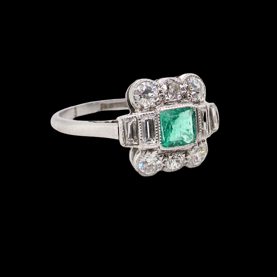 An Art Deco Emerald and Diamond ring