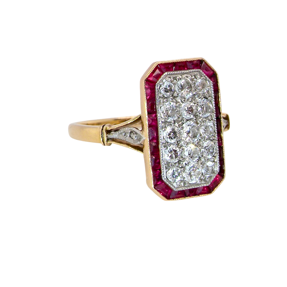 3-❤︎ A beautiful Art Deco Ruby and Diamond ring