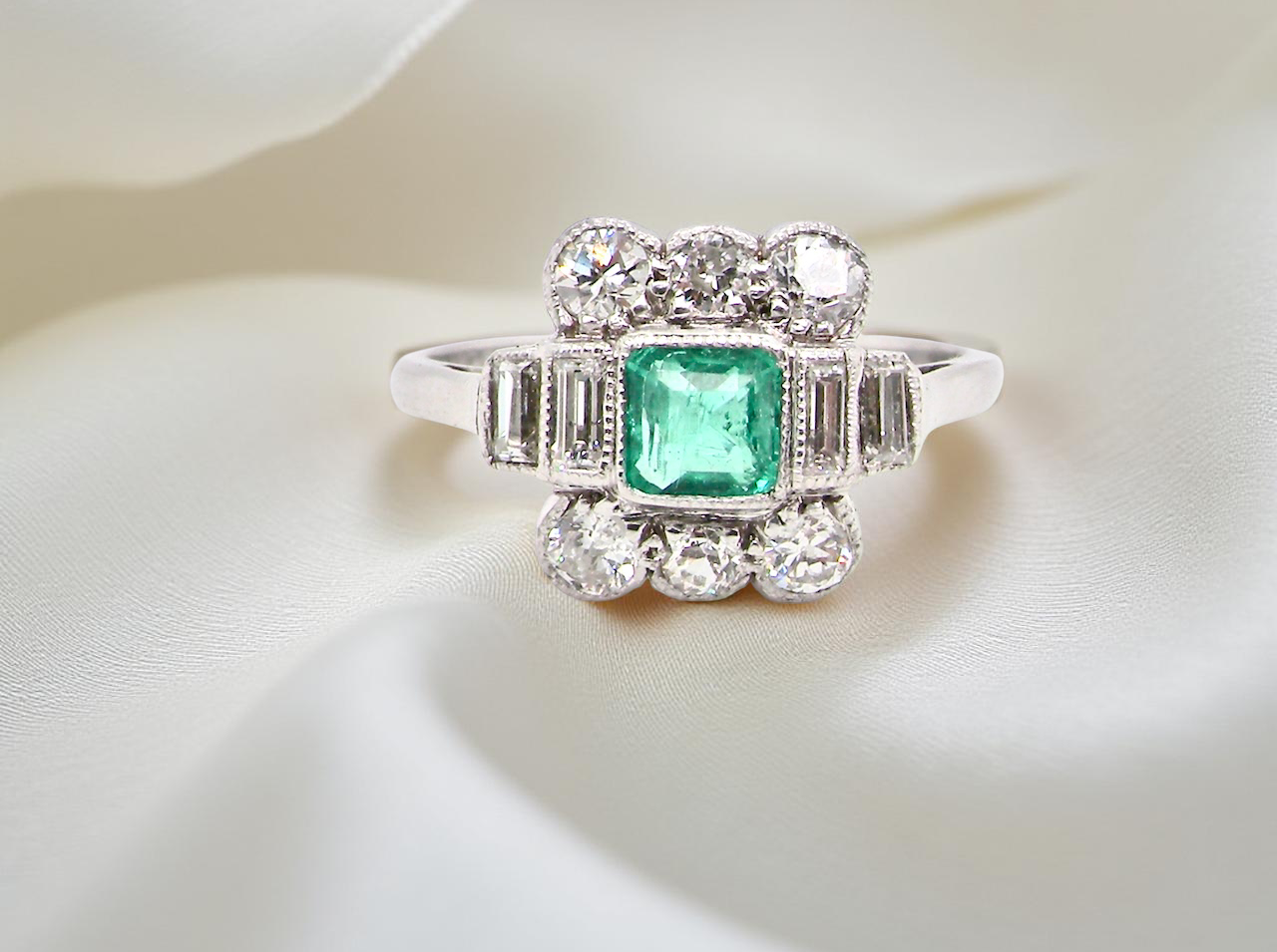 An Art Deco Emerald and Diamond ring