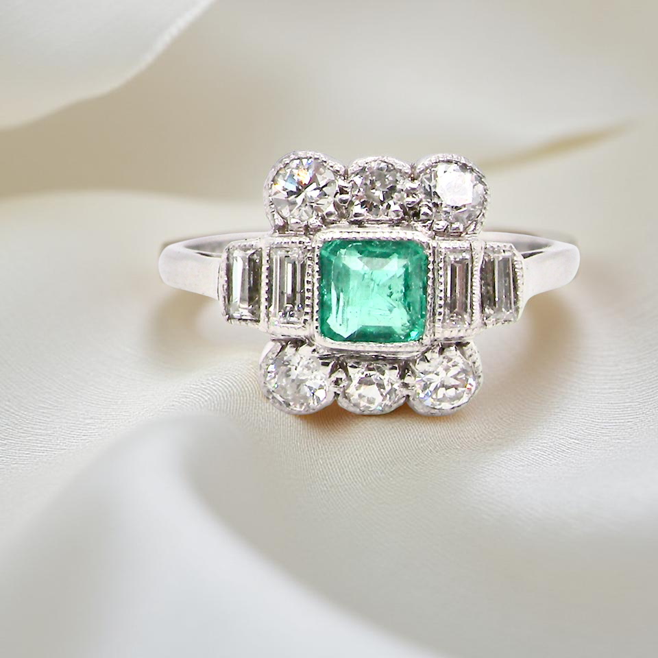 An Art Deco Emerald and Diamond ring
