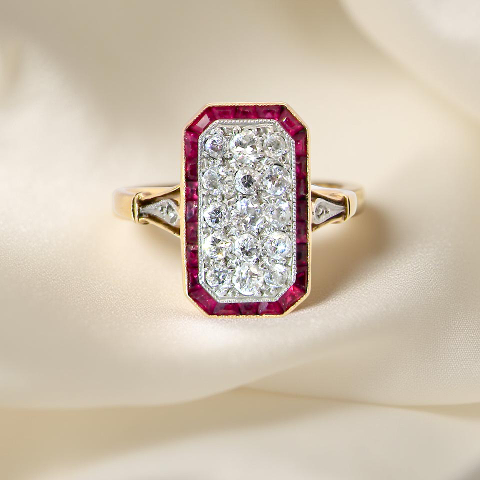 5-❤︎ A beautiful Art Deco Ruby and Diamond ring
