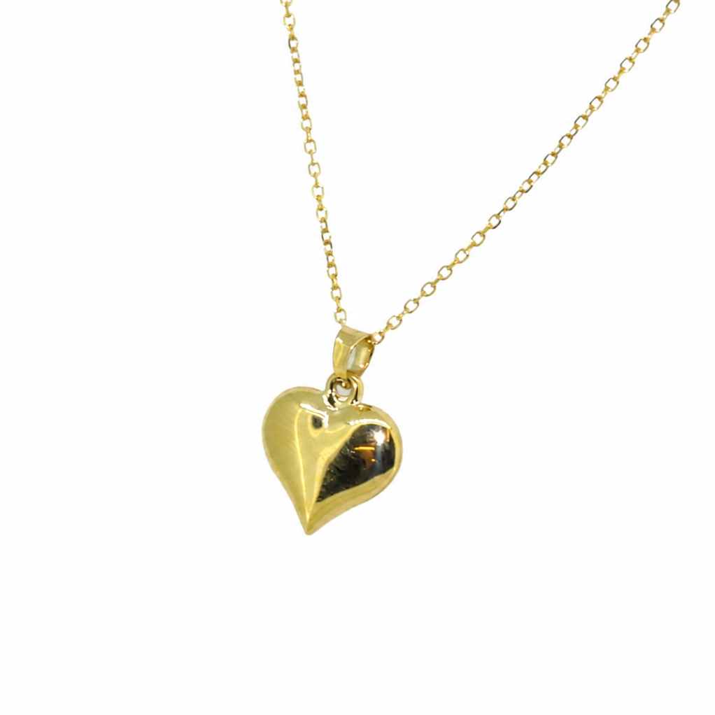 A 9ct gold patterned heart pendant reverse view