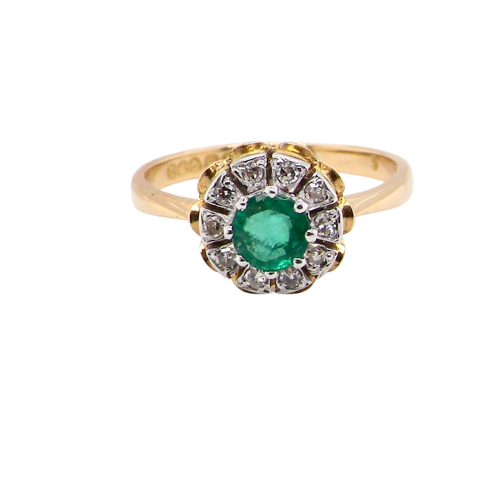 A 1980's Emerald and Diamond ring