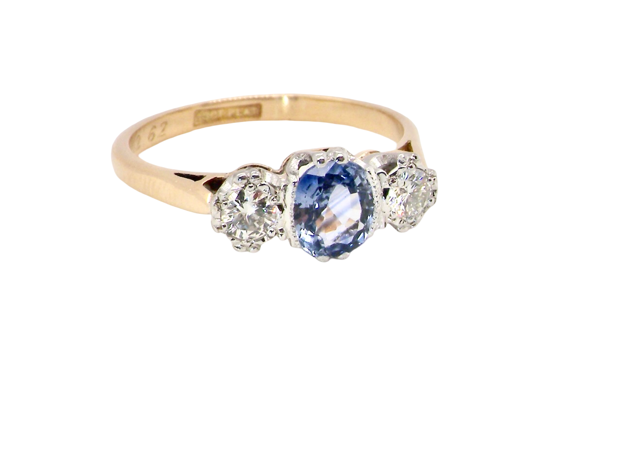 A 3 stone sapphire and diamond ring-B