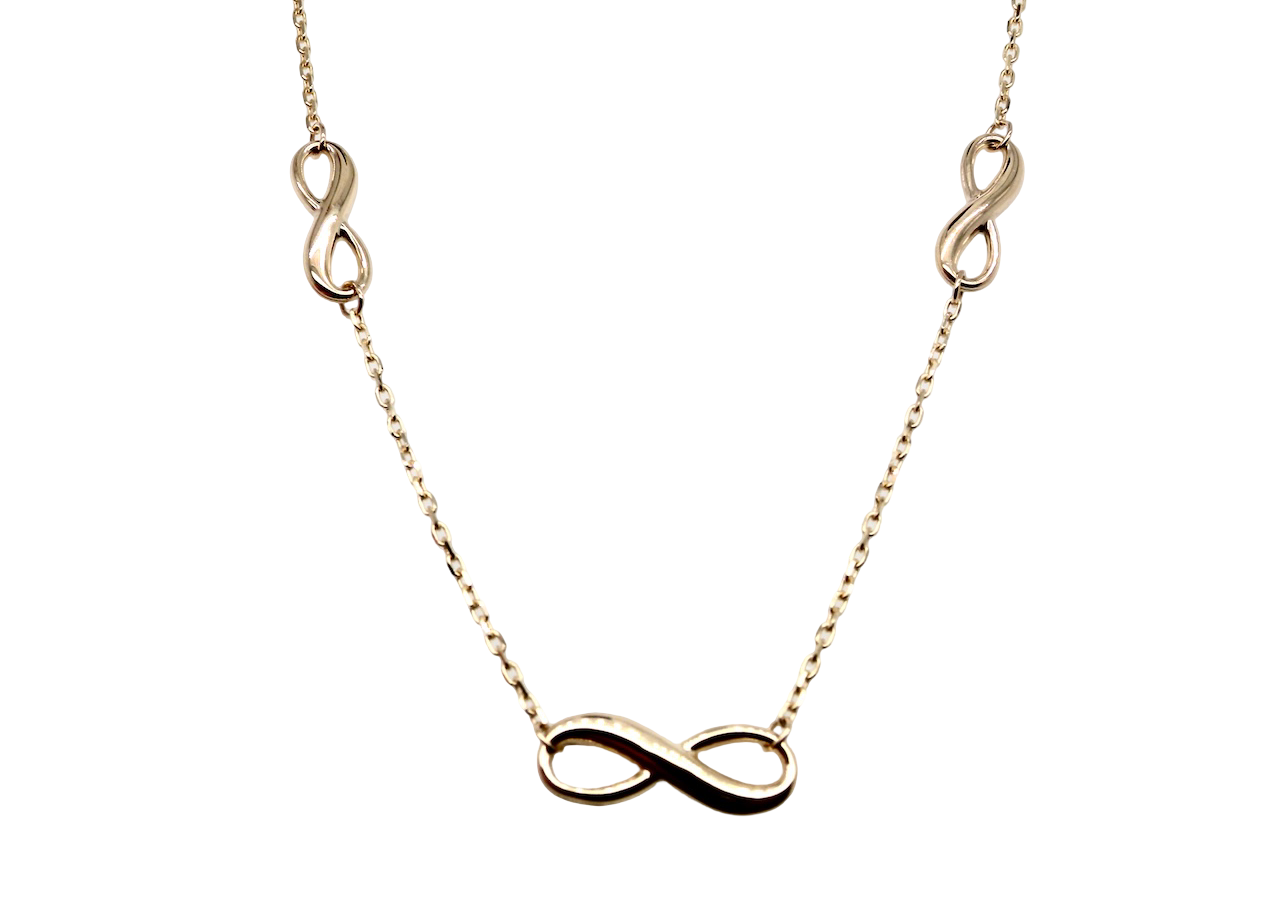 A 9 carat Gold Figure 8 Necklace – New, Elegant & Lightweight