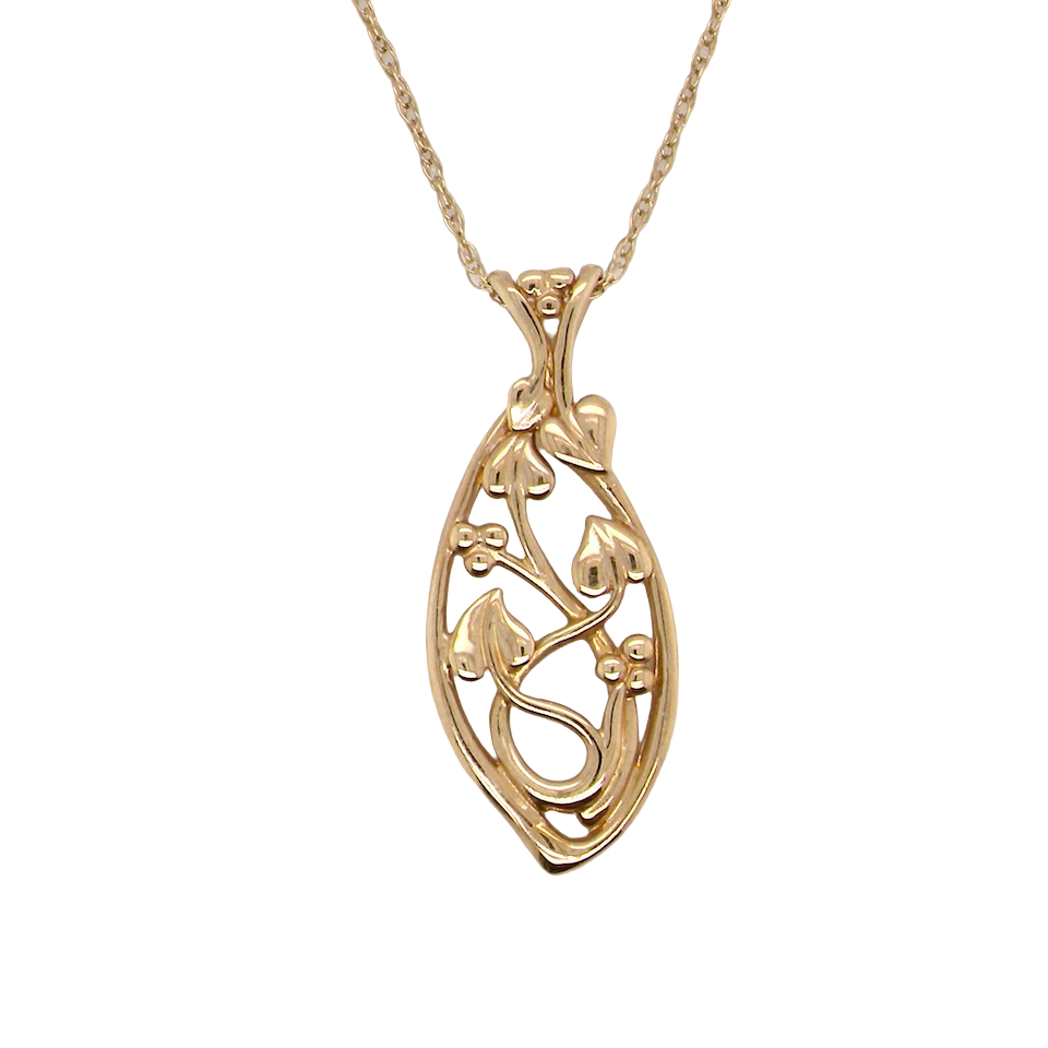 A 9 carat Gold Pendant with Vine Leaf Decoration