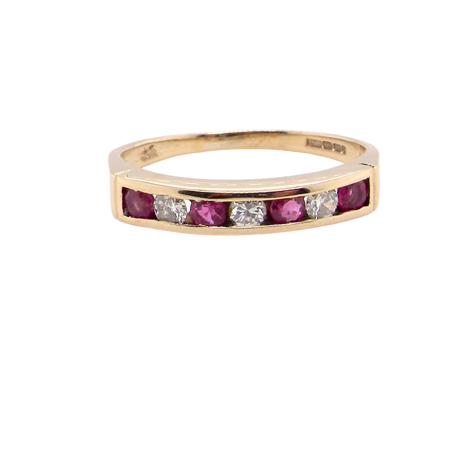 A 9 carat Yellow Gold Ruby & Diamond Eternity Ring