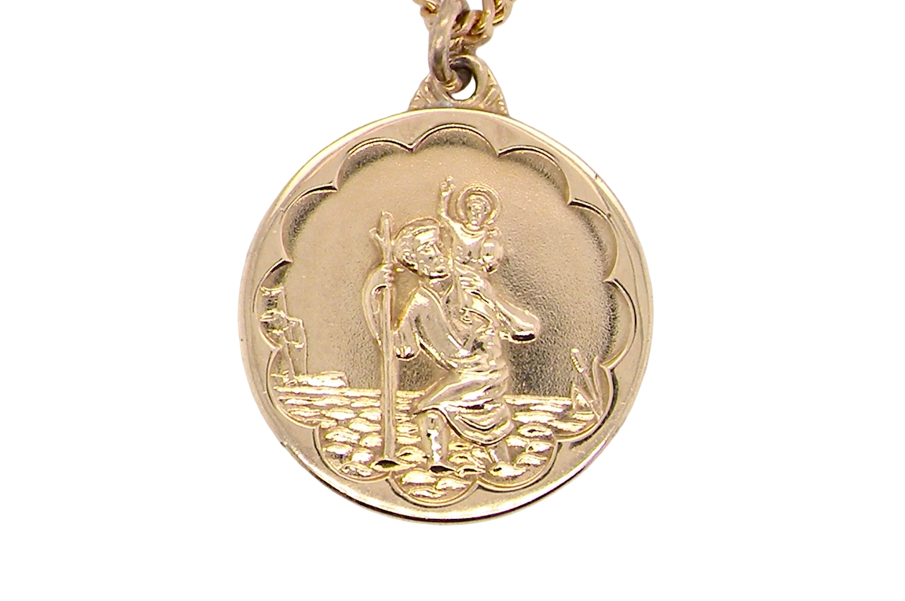 A 9 carat gold St Christopher pendant.