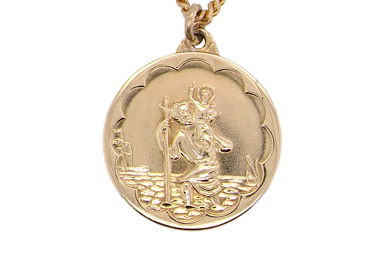 A 9 carat gold St Christopher pendant.
