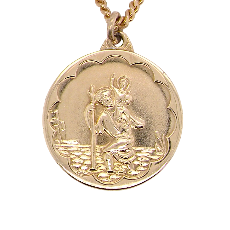 A 9 carat gold St Christopher pendant.