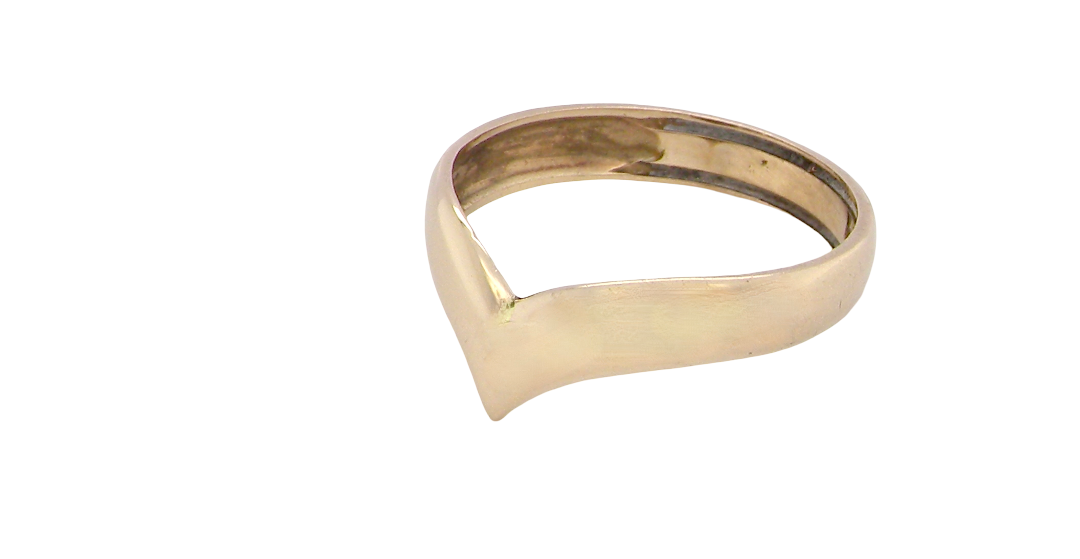 A 9 carat gold wishbone shaped ring. Can be worn as a statement piece