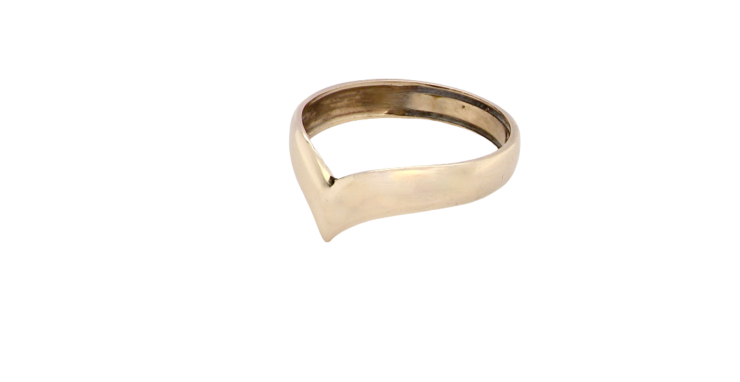 A 9 carat gold wishbone shaped ring. Can be worn as a statement piece or as a wedding ring.