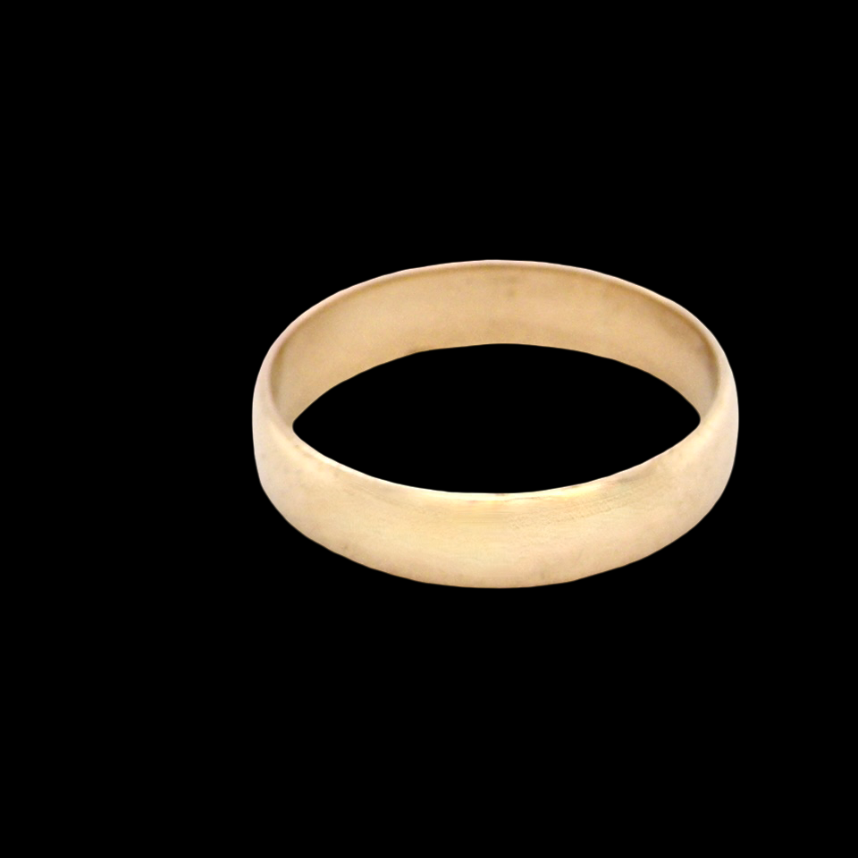 A 9 carat yellow gold wedding ring. D shape profile.
, weight 2.1grams. 