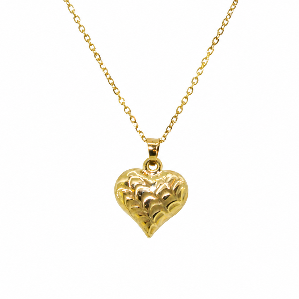 A 9ct gold patterned heart pendant