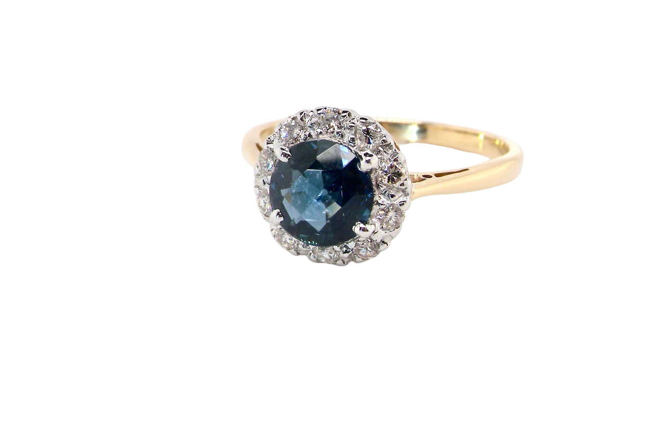 A Vintage 1960s Sapphire & Diamond Cluster Ring