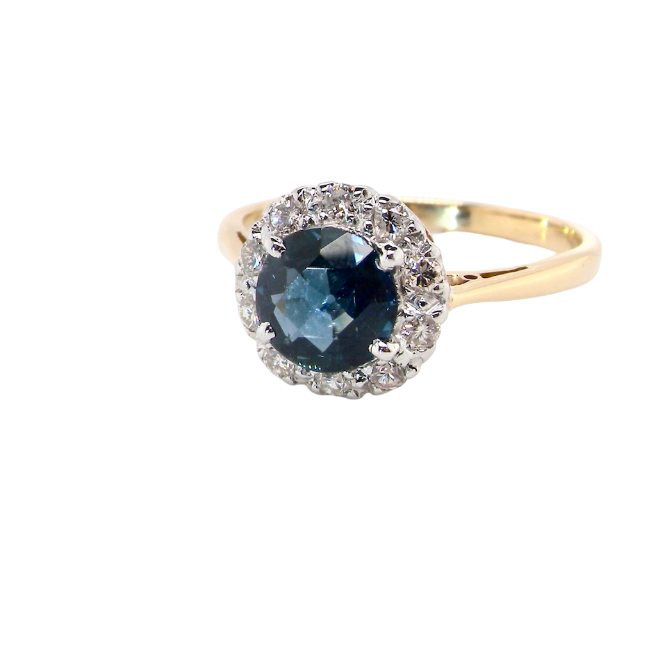 A Vintage 1960s Sapphire & Diamond Cluster Ring