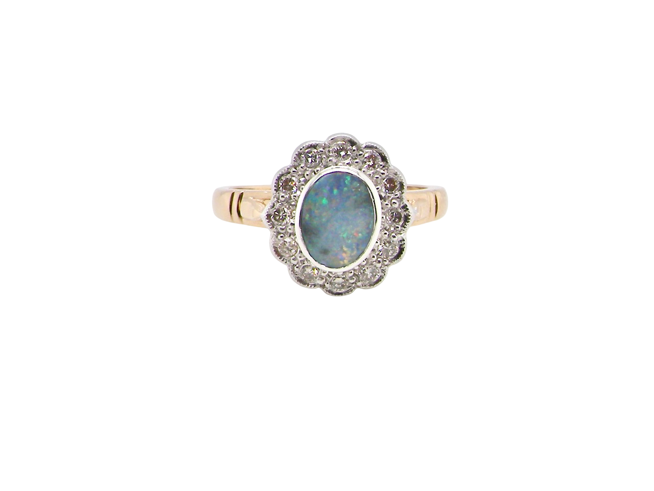 An Opal and Diamond cluster ring