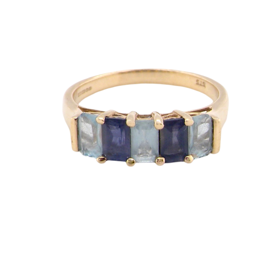 A Blue Topaz and Amethyst dress ring