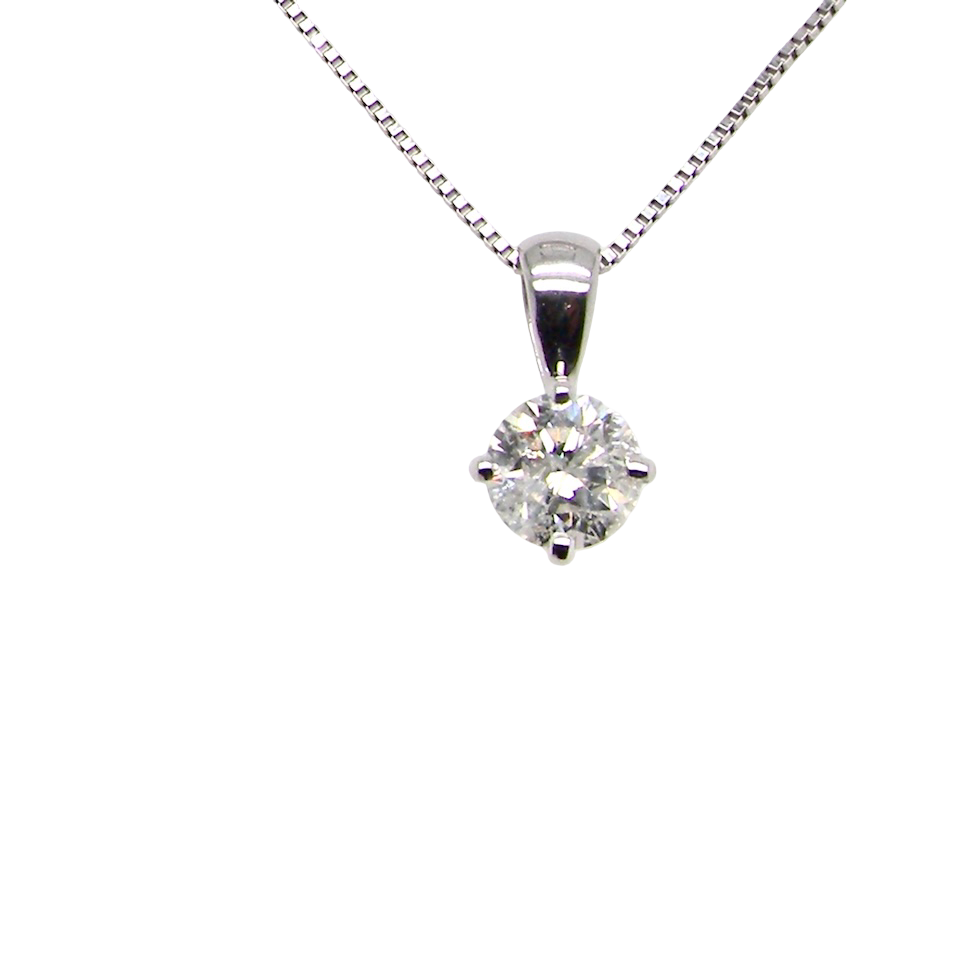 A Classic Platinum Solitaire Diamond Pendant