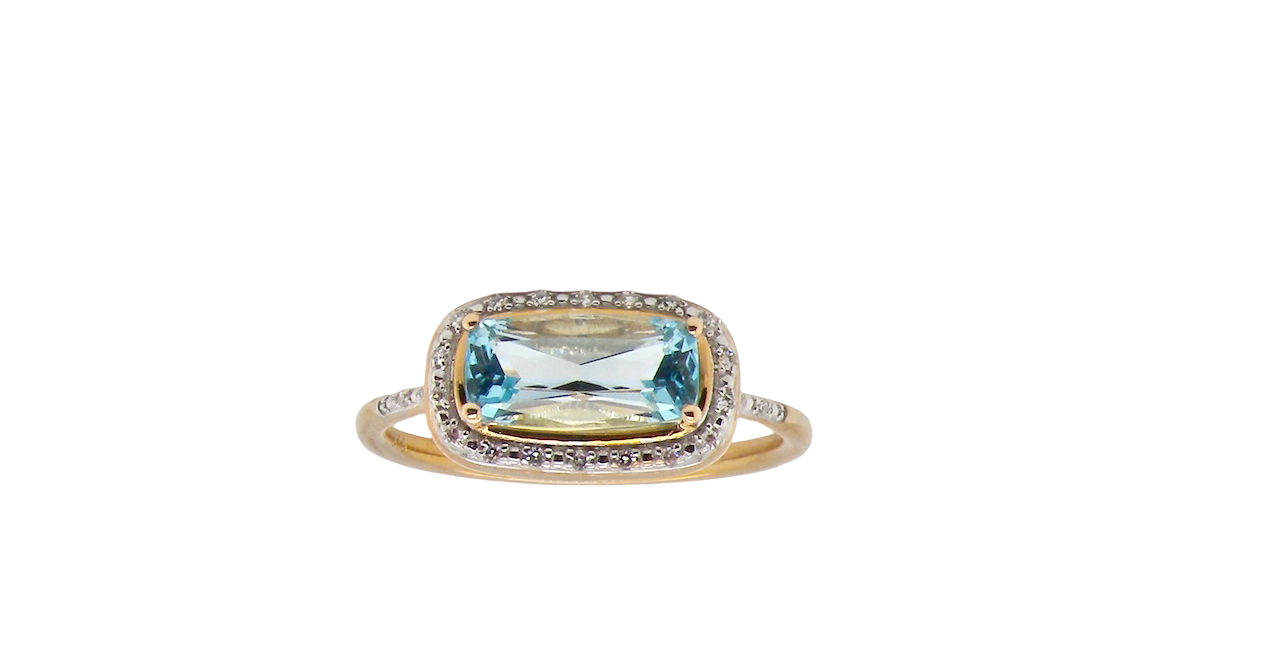 A Blue Topaz & Diamond Cluster Ring