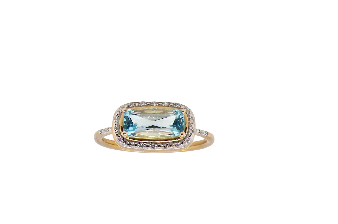 A Blue Topaz & Diamond Cluster Ring