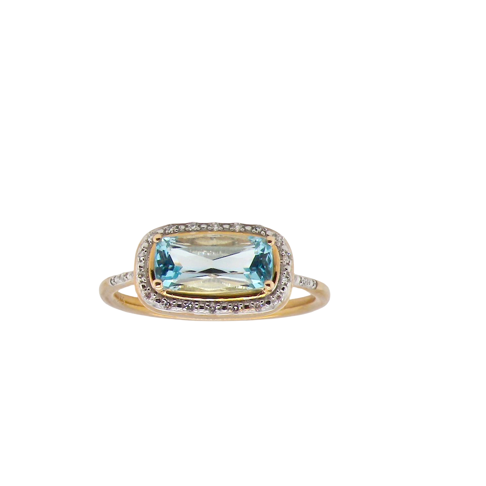A Blue Topaz & Diamond Cluster Ring