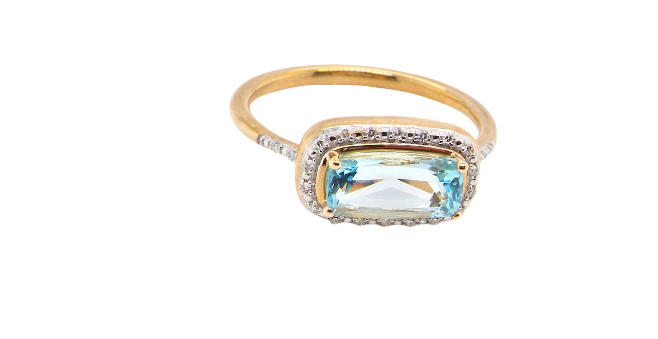 A Modern Blue Topaz & Diamond Cluster