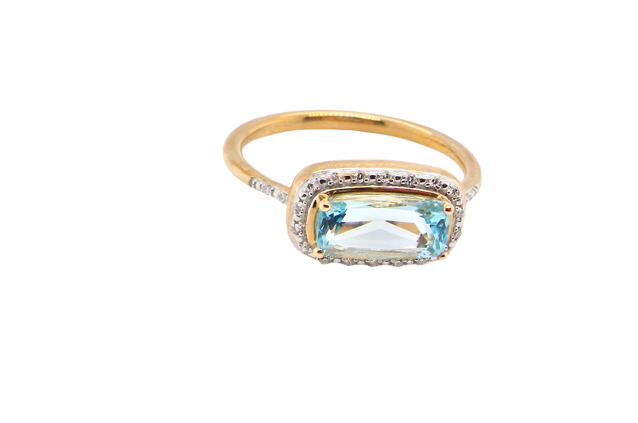 A Modern Blue Topaz & Diamond Cluster