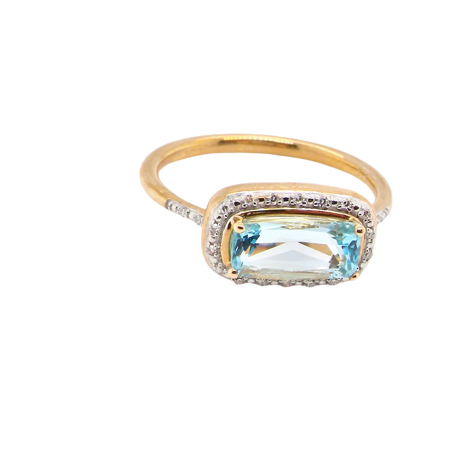 A Modern Blue Topaz & Diamond Cluster