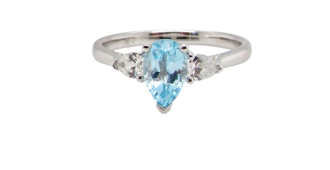 A NEW Aquamarine and Diamond ring