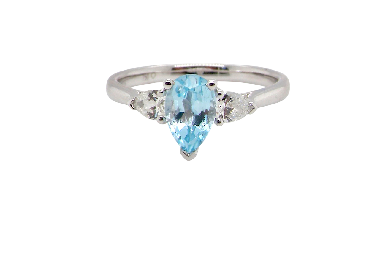 A NEW Aquamarine and Diamond ring