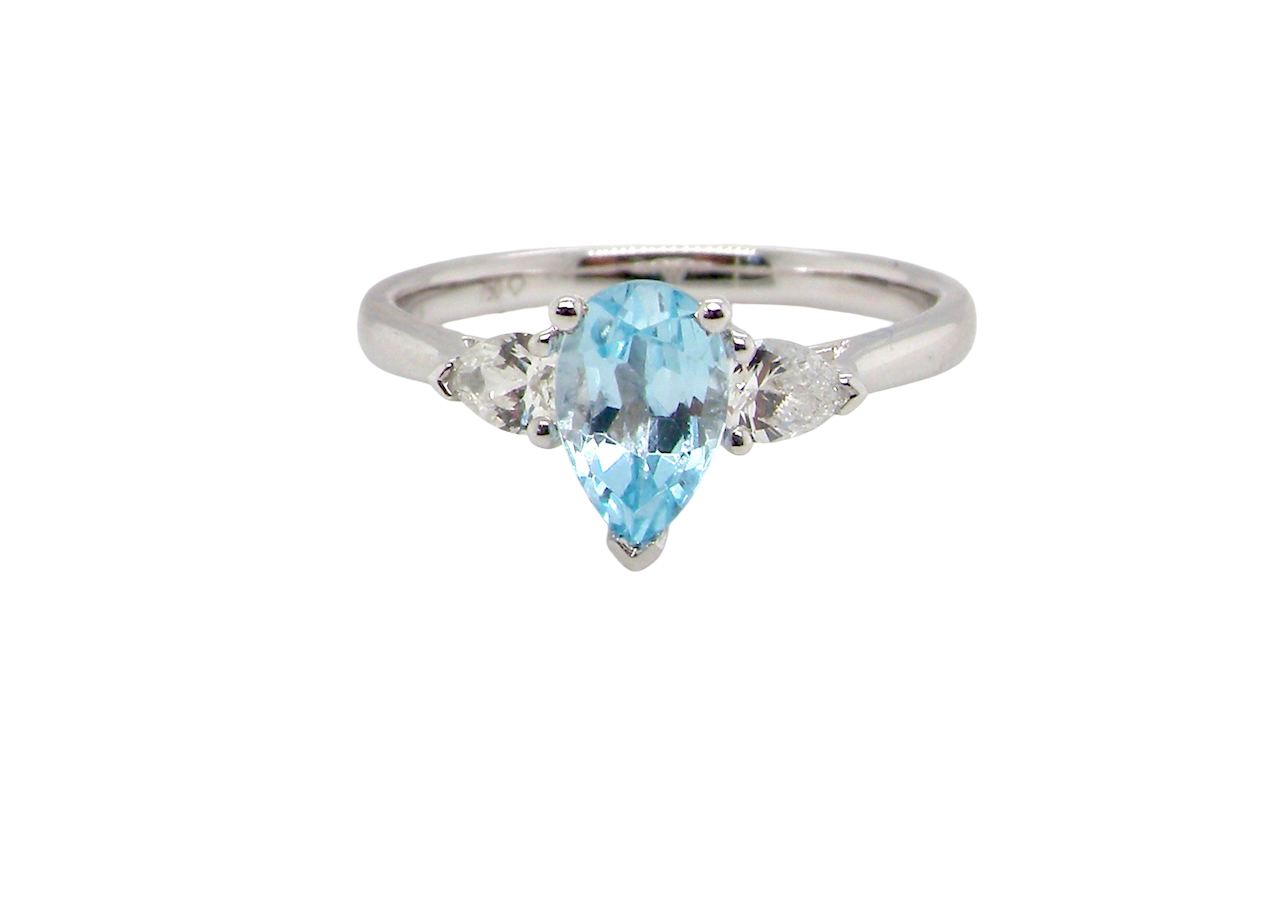 A NEW Aquamarine and Diamond ring