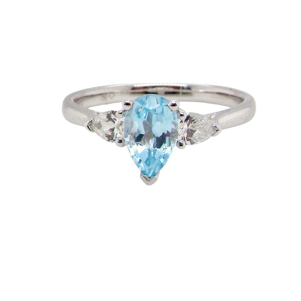 A NEW Aquamarine and Diamond ring