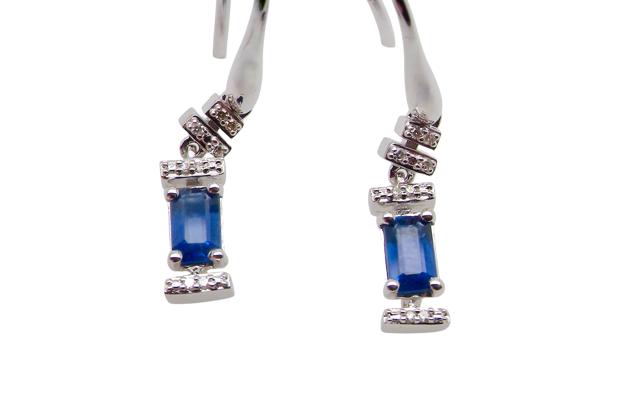 A NEW pair of Sapphire and Diamond drop earrings