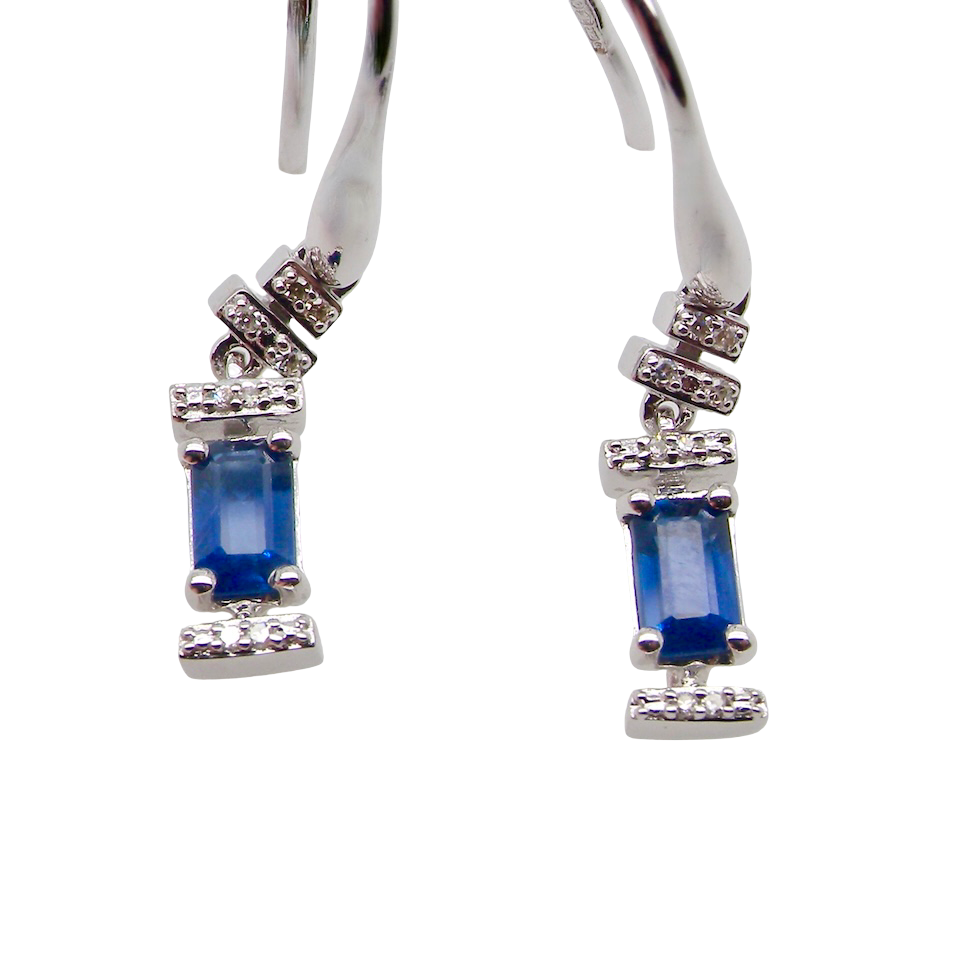 A NEW pair of Sapphire and Diamond drop earrings