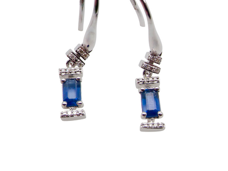 A NEW pair of Sapphire and Diamond drop earrings