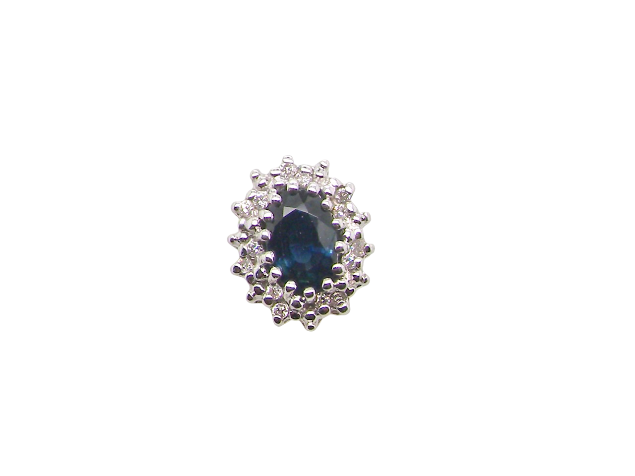 A Pair of Sapphire and Diamond Cluster Earrings