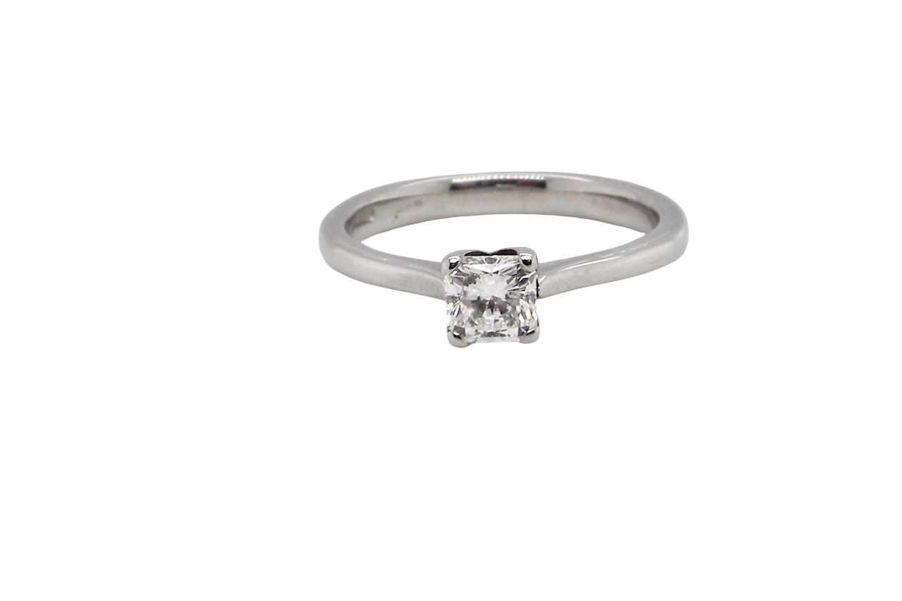 A Platinum Solitaire Diamond Engagement Ring – 0.60ct Square Cut