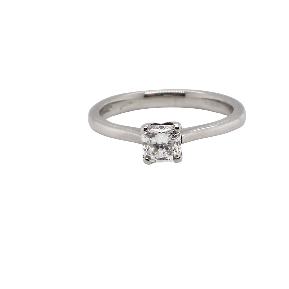 A Platinum Solitaire Diamond Engagement Ring – 0.60ct Square Cut