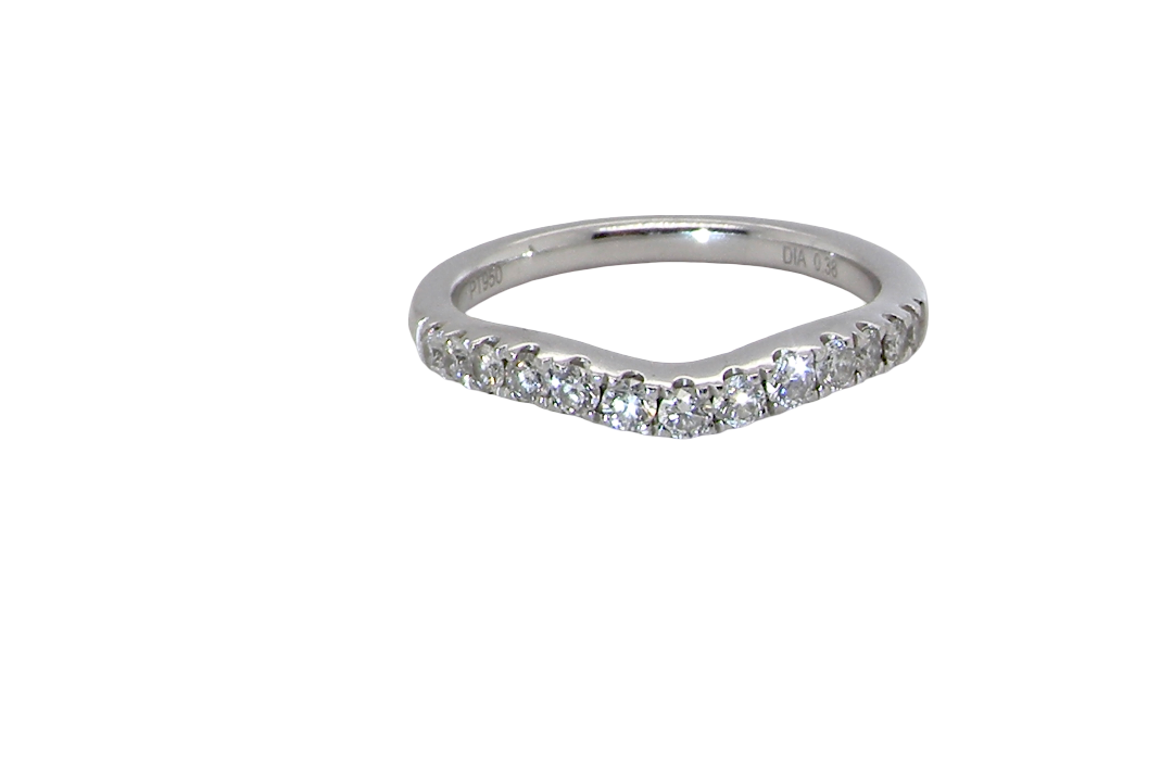 A Platinum half hoop ring featuring a gently contoured U-shaped centre, designed to allow a cluster or solitaire ring