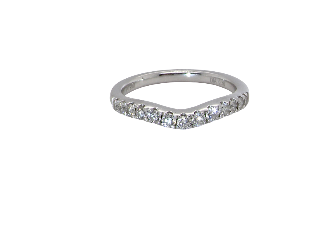 A Platinum half hoop ring featuring a gently contoured U-shaped centre, designed to allow a cluster or solitaire ring