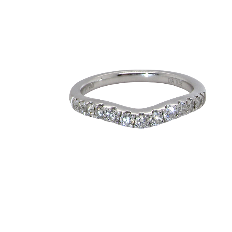A Platinum half hoop ring featuring a gently contoured U-shaped centre, designed to allow a cluster or solitaire ring