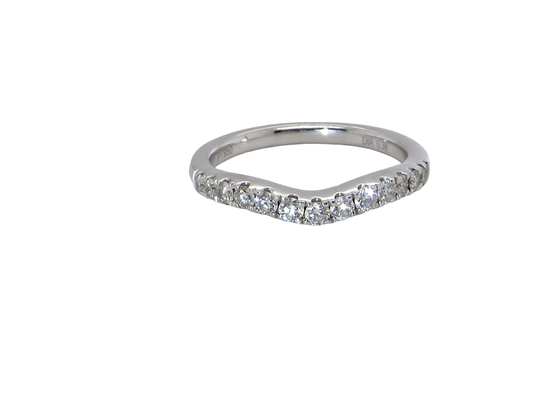 A Platinum half hoop ring featuring a gently contoured U-shaped centre, designed to allow a cluster or solitaire ring
