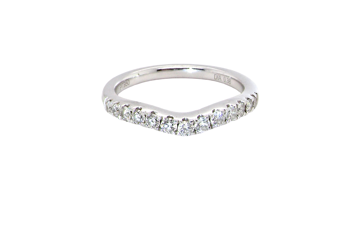 A Platinum half hoop ring featuring a gently contoured U-shaped centre, designed to allow a cluster or solitaire ring to sit comfortably alongside.
