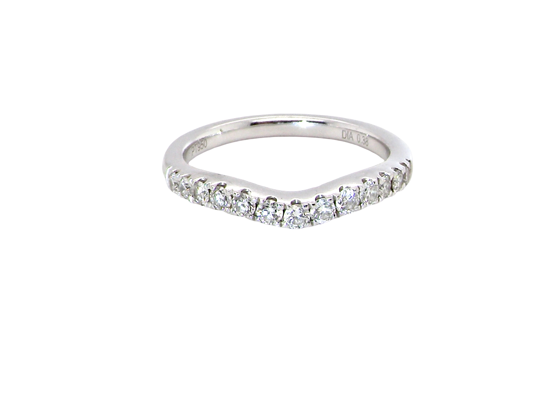 A Platinum half hoop ring featuring a gently contoured U-shaped centre, designed to allow a cluster or solitaire ring to sit comfortably alongside.