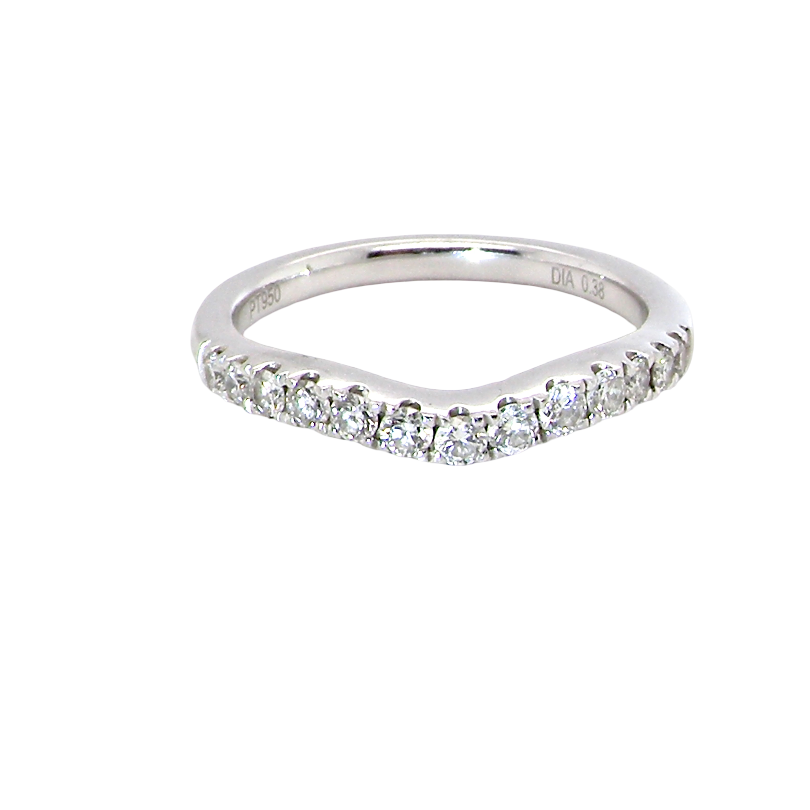 A Platinum half hoop ring featuring a gently contoured U-shaped centre, designed to allow a cluster or solitaire ring to sit comfortably alongside.
