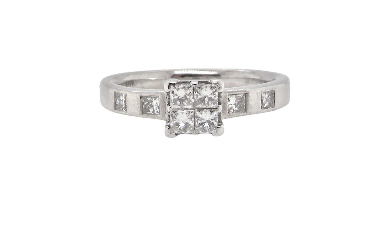 A Princess Cut Diamond cluster ring